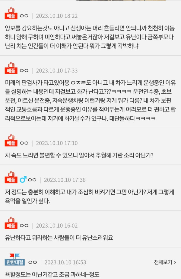 출산 후 유난떠는 운전자