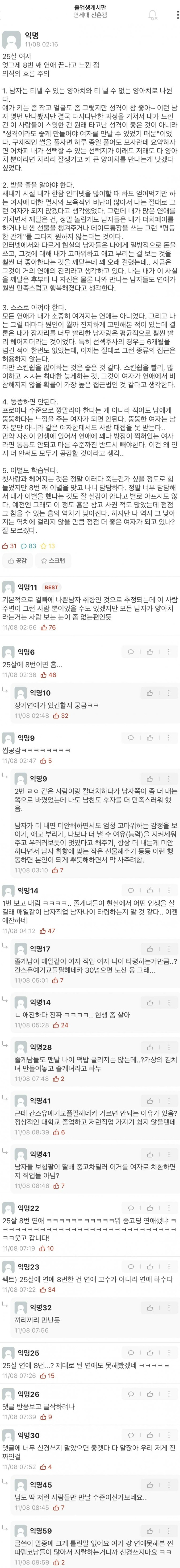 8번 째 연애 끝나고 느낀 점