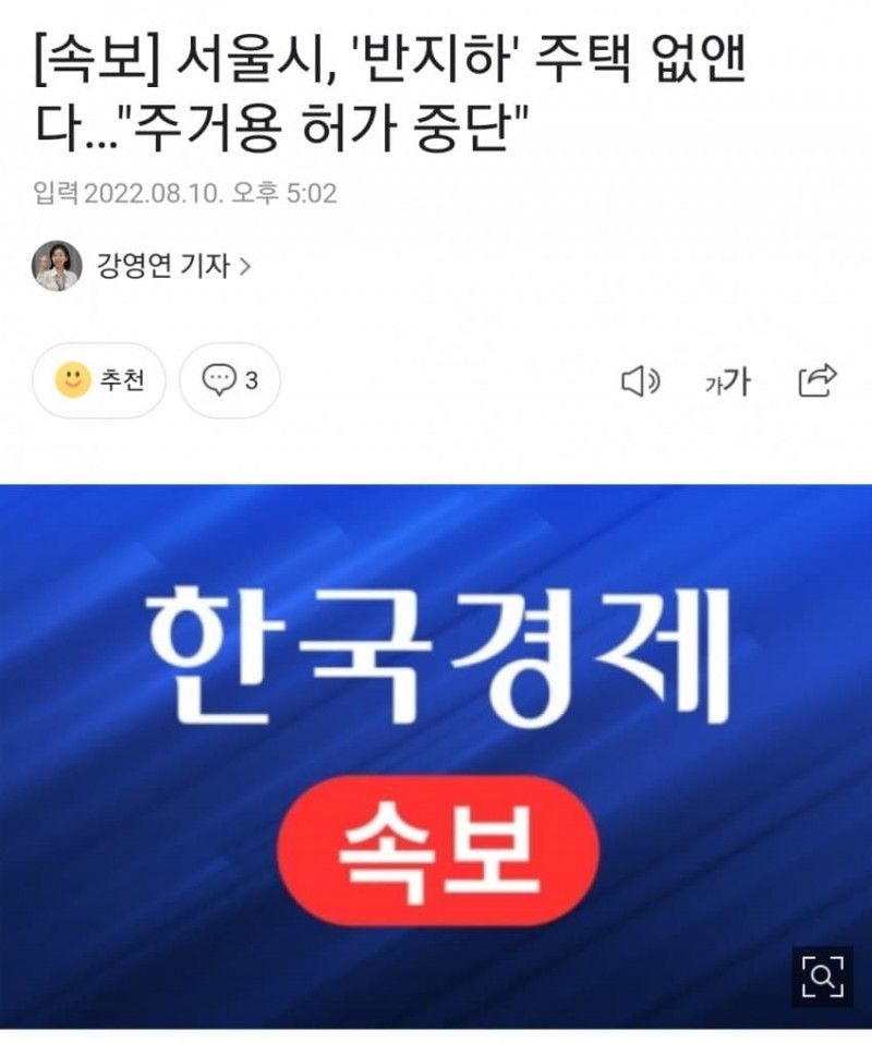 속보 반지하 주택 사고 대응방안