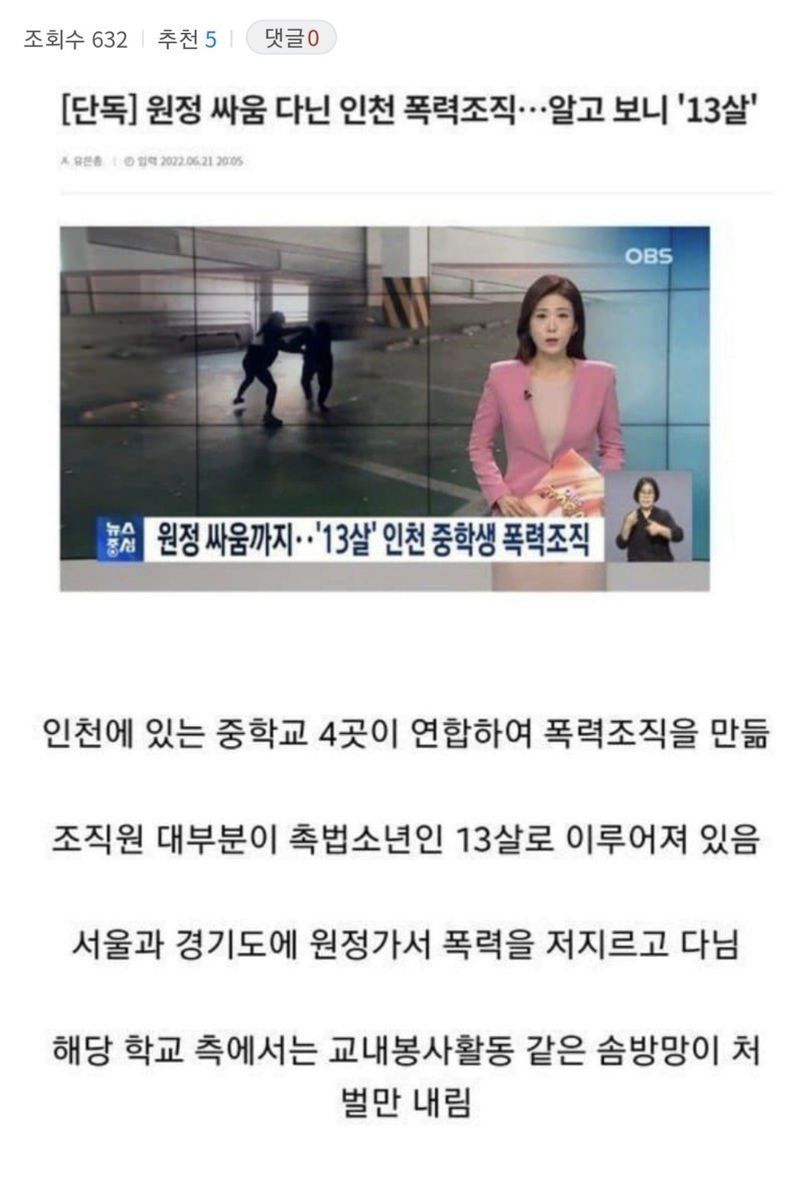 인천 최연소 폭력조직