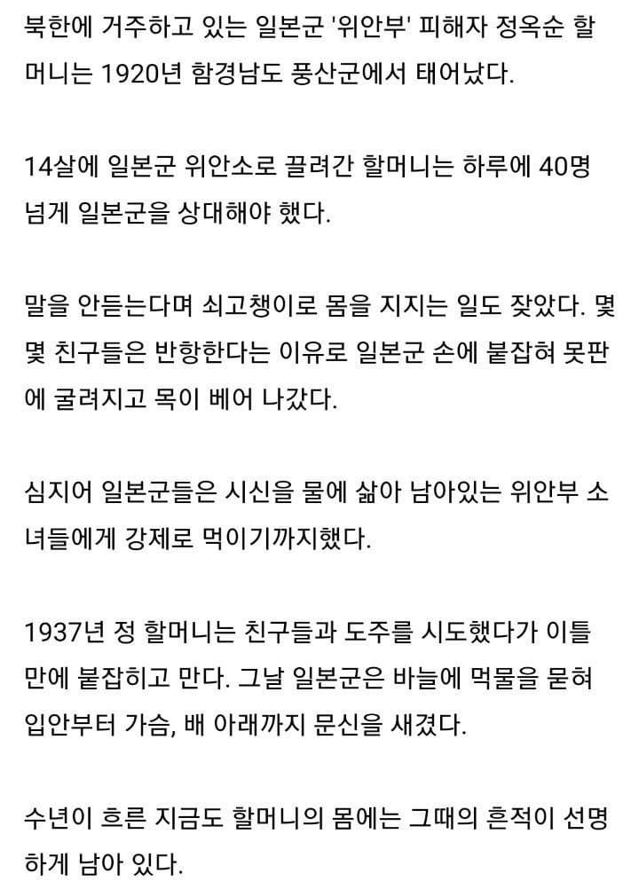 분노) 위안부 할머니들의 증언