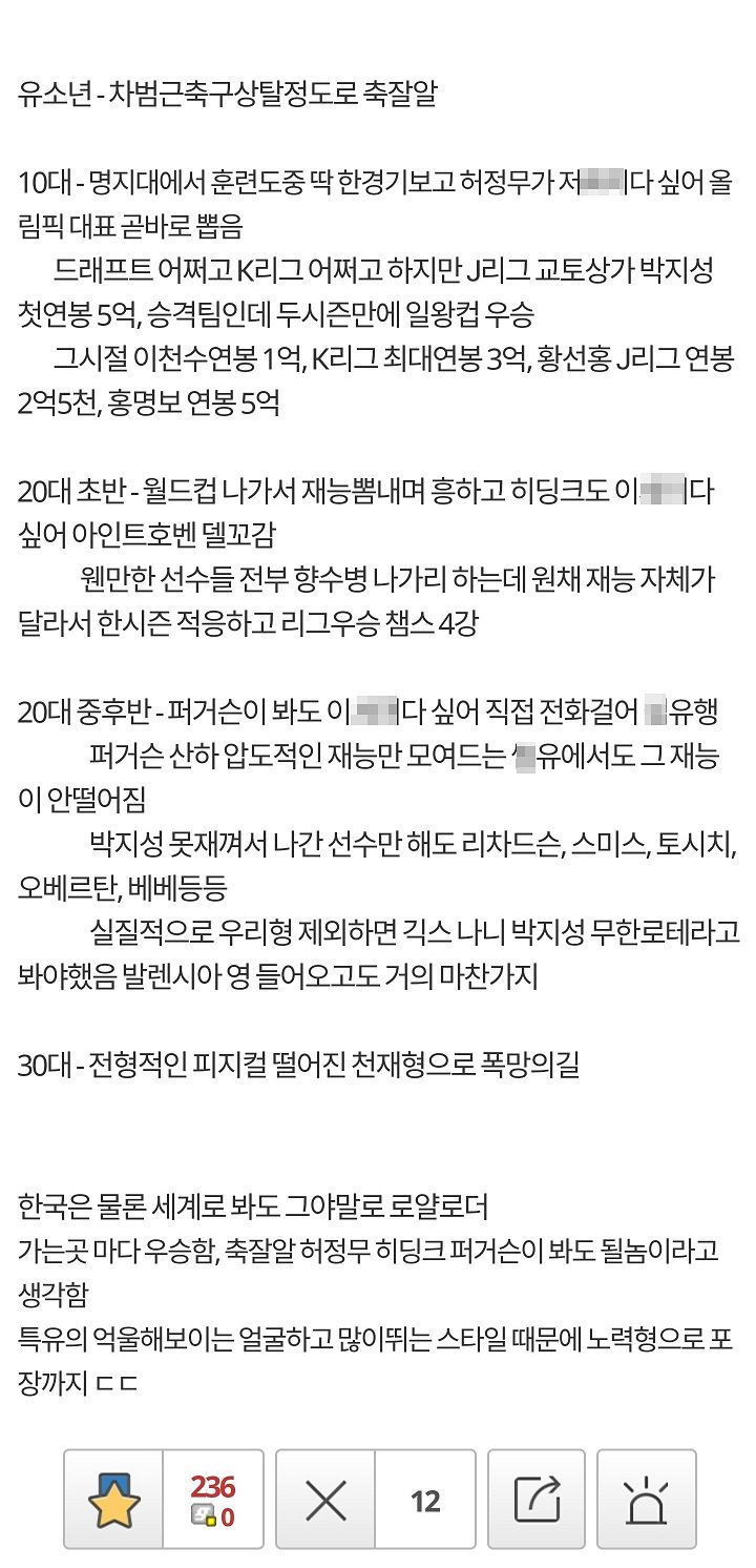 박지성의 노력형 이미지가 맘에 안들었던 디씨인