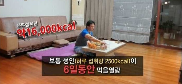 하루에 16000칼로리 섭취하는 남자의 몸 상태