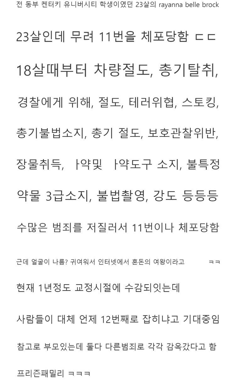 무려 11번이나 경찰에 체포된 처자