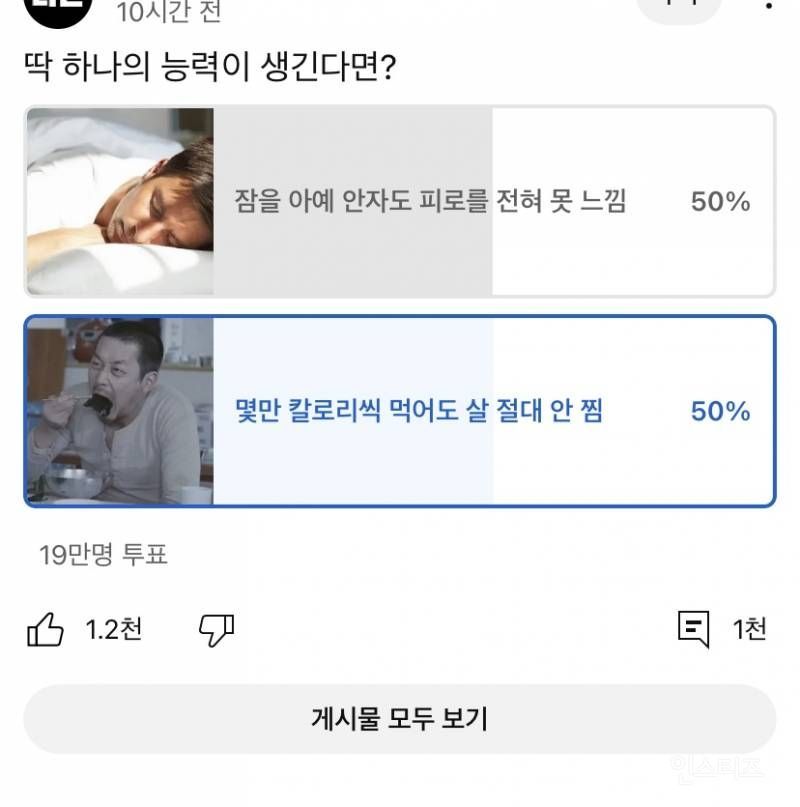 유튜브에서 19만명 투표했는데 50대 50으로 갈린 투표