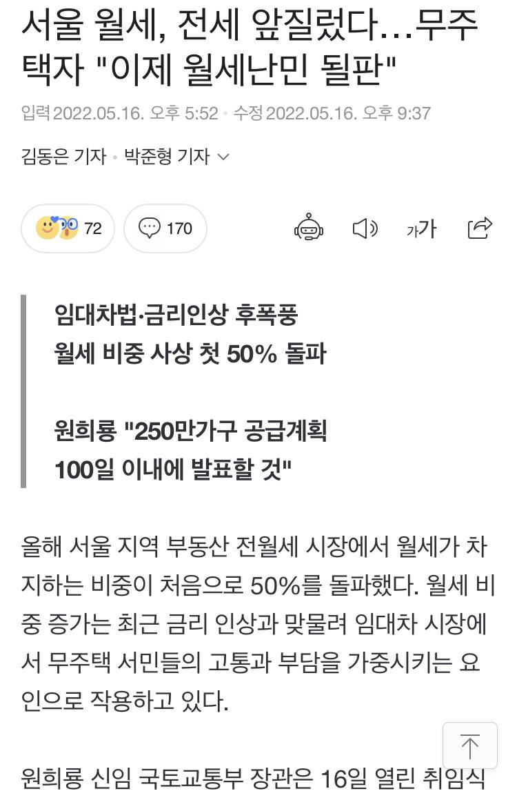 전세 앞지른 월세