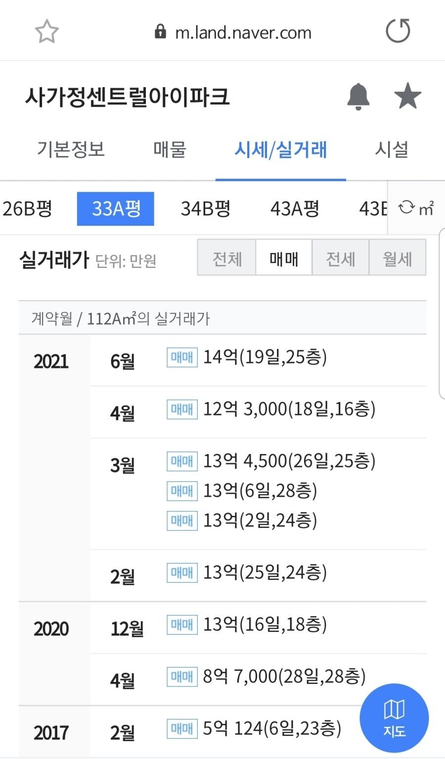 서울 중랑구, 동대문구 30평대 아파트 시세