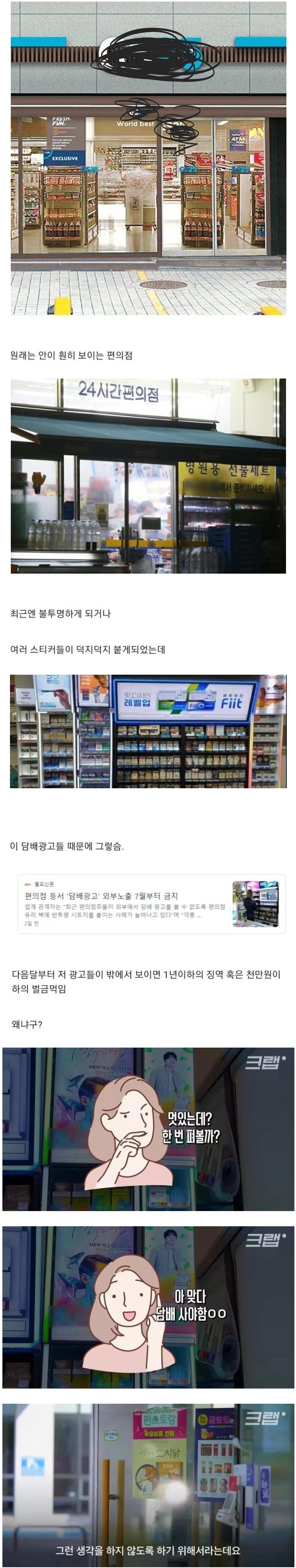 편의점 유리가 점점 불투명 해지는 이유