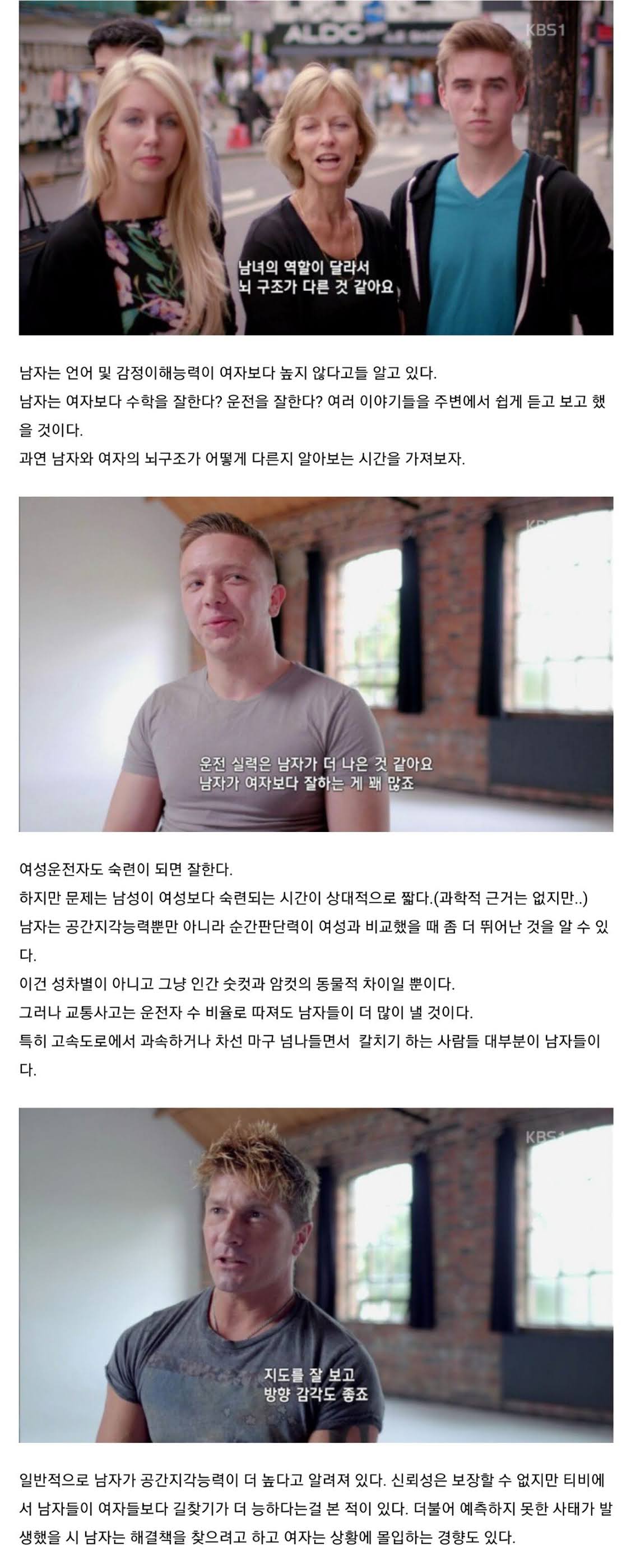 남자와 여자의 뇌구조 차이