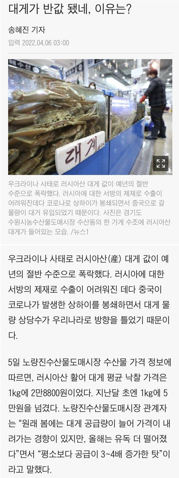 대게값 반토막