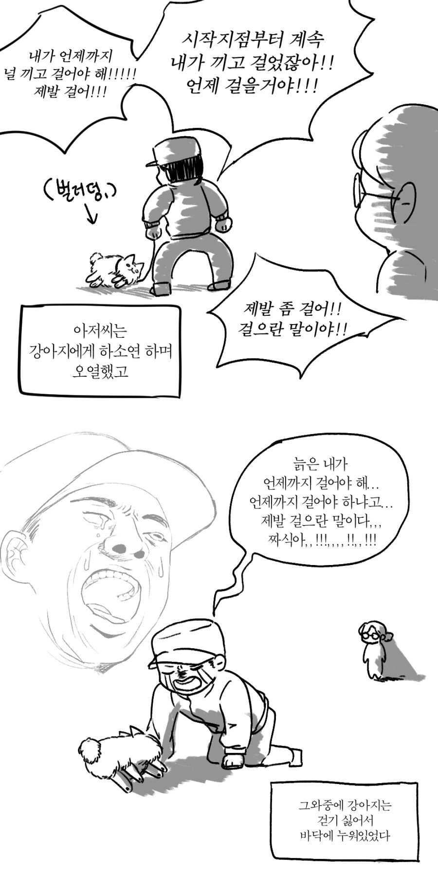 산책하다가 강아지에게 소리지른 아저씨