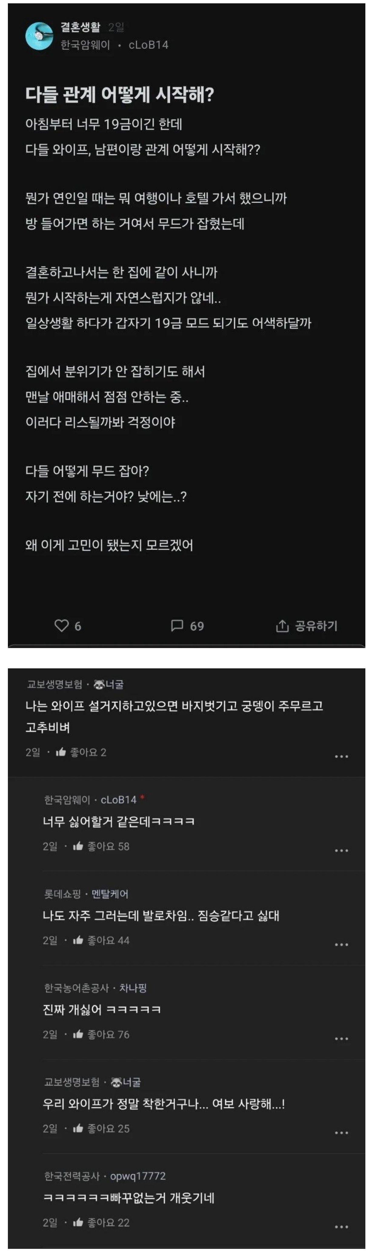 결혼후 관계 궁금점