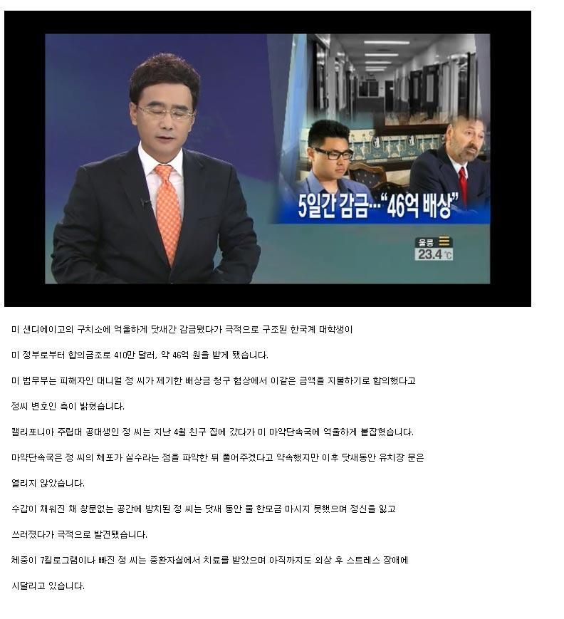 5일 간 감금… 46억 배상