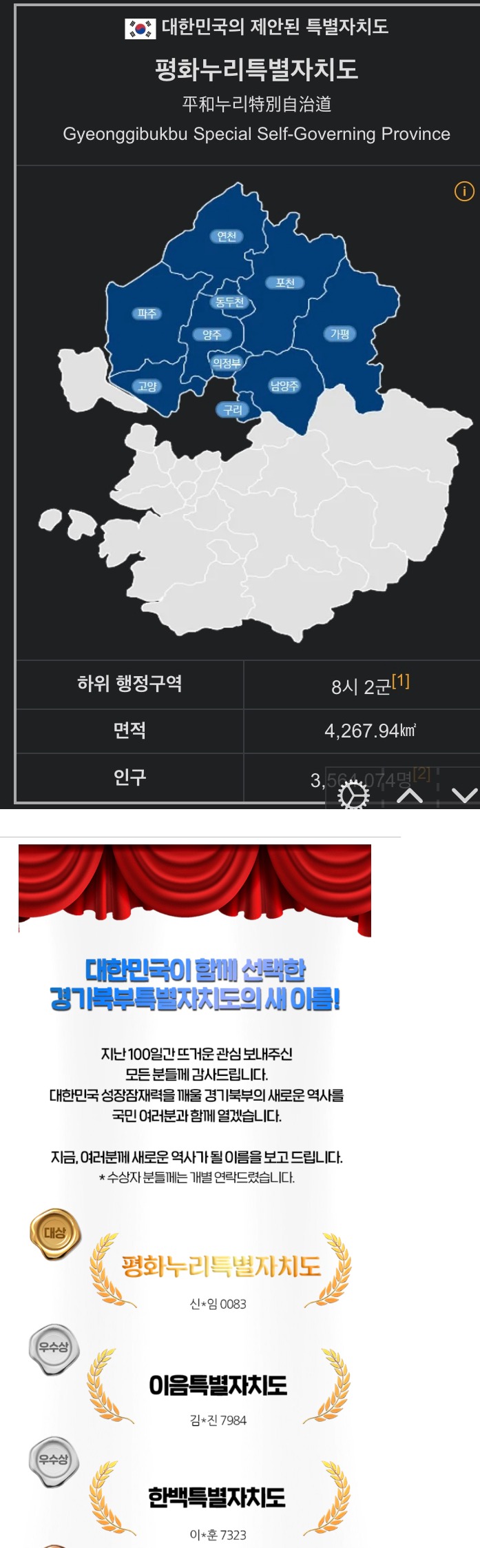 새로 분리될 경기북도 명칭