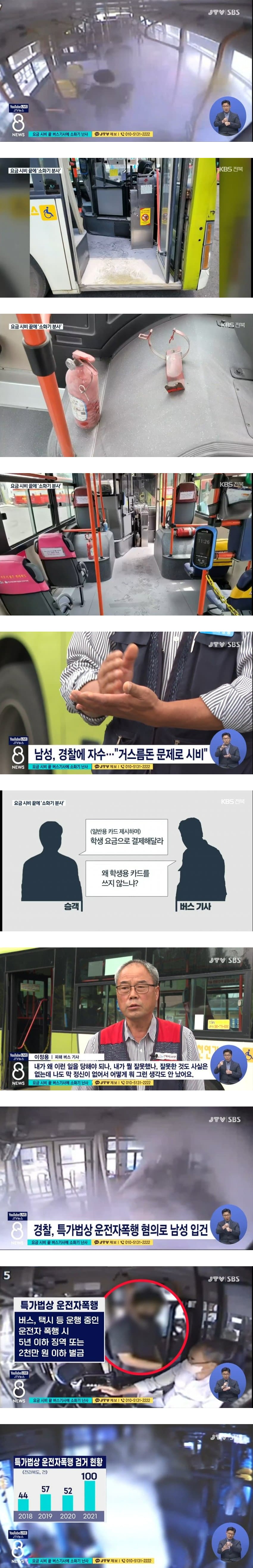 버스기사 얼굴에 소화기 난사