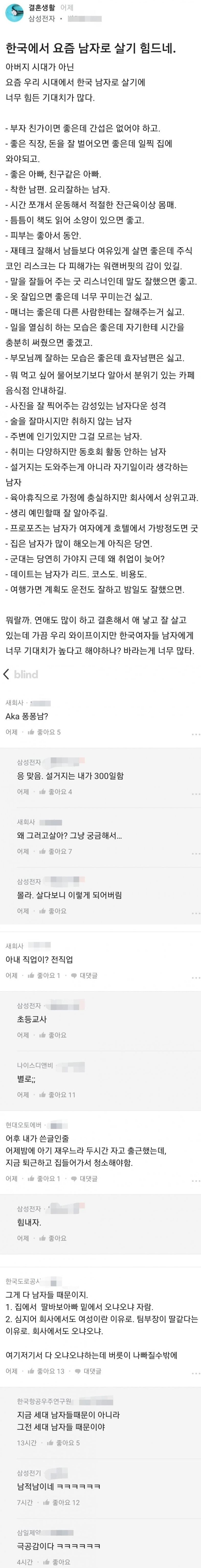 한국에서 요즘 남자로 살기