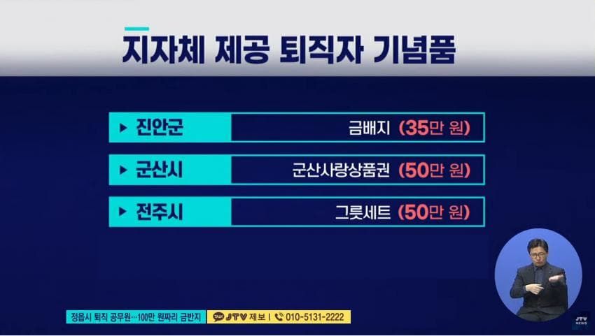 퇴직 공무원에게 100만 원 금반지 '논란'