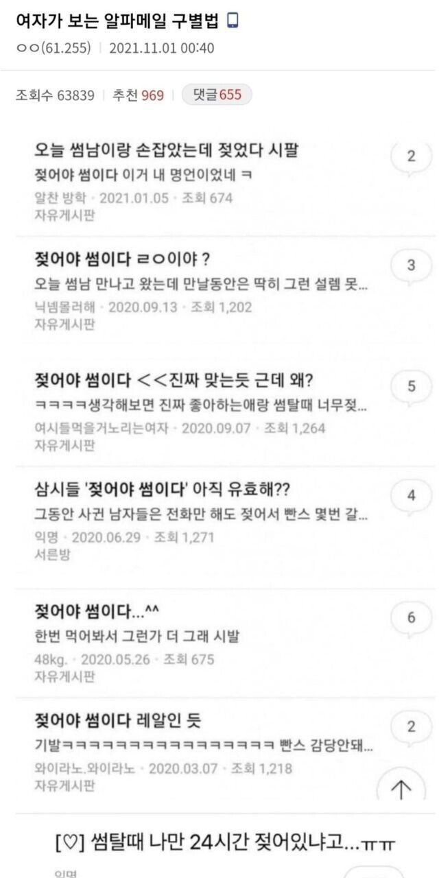 요즘 여자들이 생각하는 썸