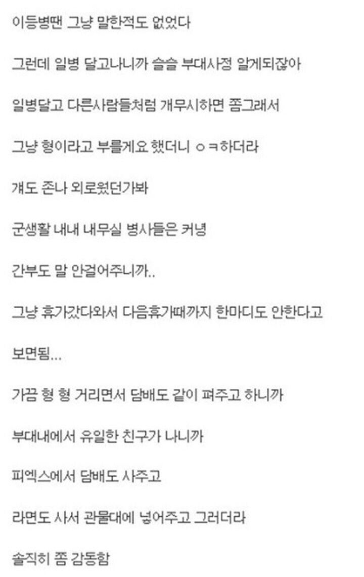 군대에서 기수열외자랑 친하게 지내던 디씨인 썰