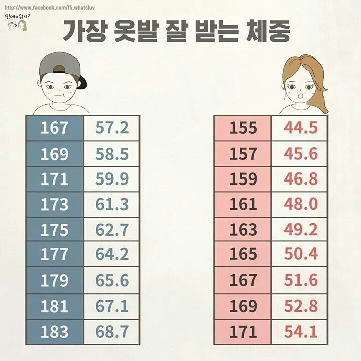 가장 옷발 잘 받는 몸무게