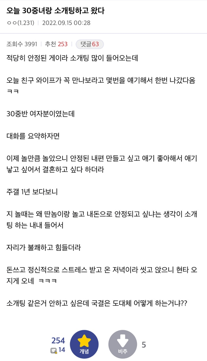 소개팅 후 현타