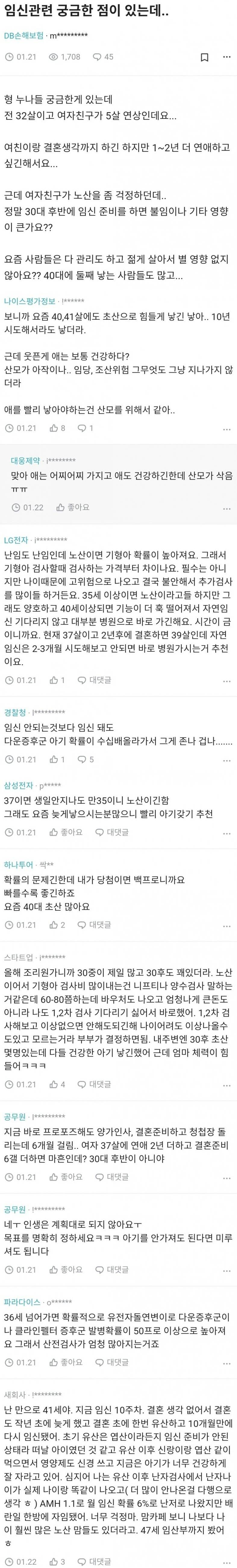 37세 여친의 노산 걱정