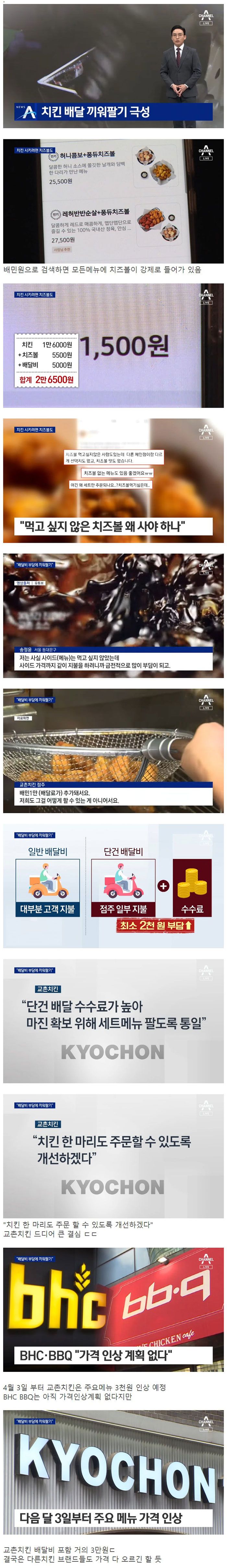 치킨 배달 끼워팔기 극성…“치즈볼은 왜 사야 하나”