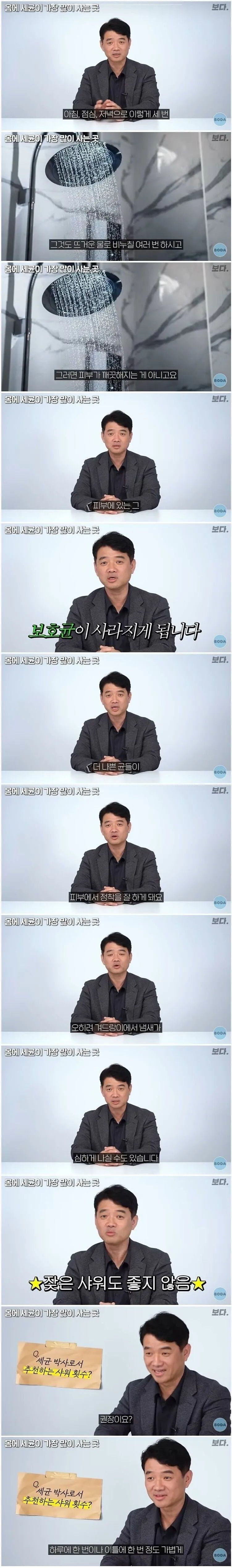 세균 박사가 권장하는 샤워 횟수