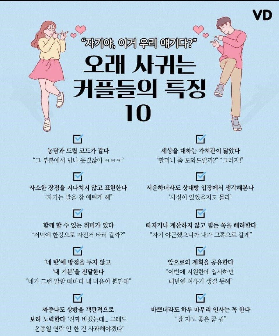 오래 사귀는 연인들의 특징