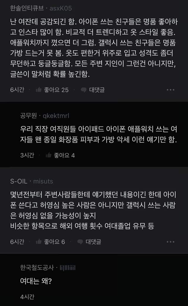 아이폰 남자에 이은 갤럭시 여자