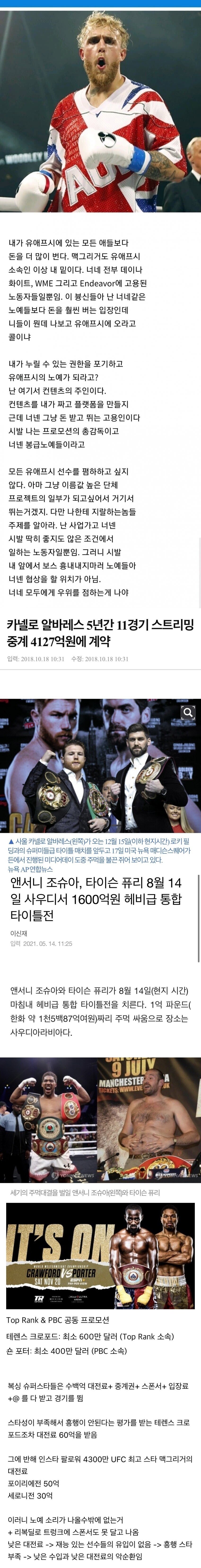 UFC 파이터들이 복싱판에 기웃거리는 이유