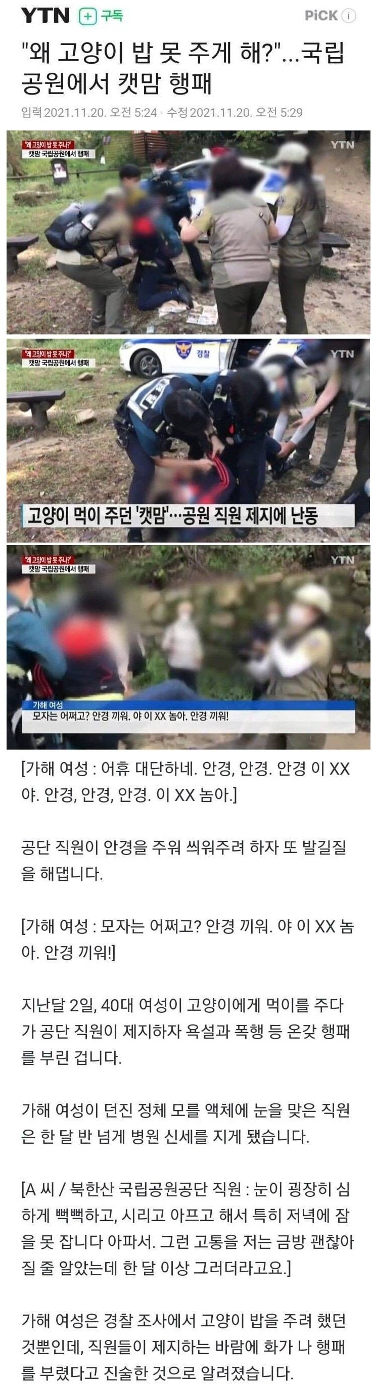 국립공원 캣맘의 행패