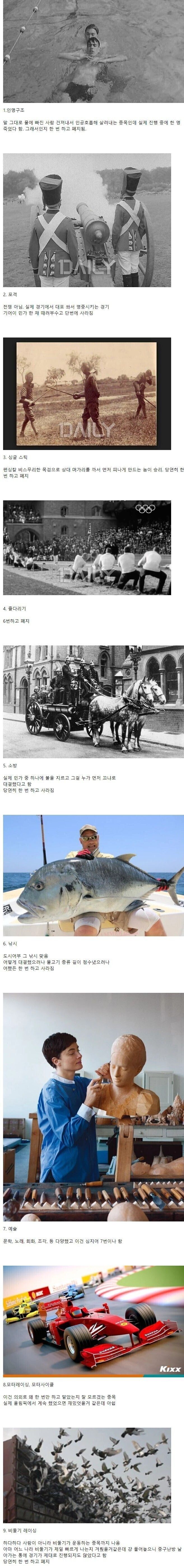 올림픽 도입 후 사라져버린 종목들