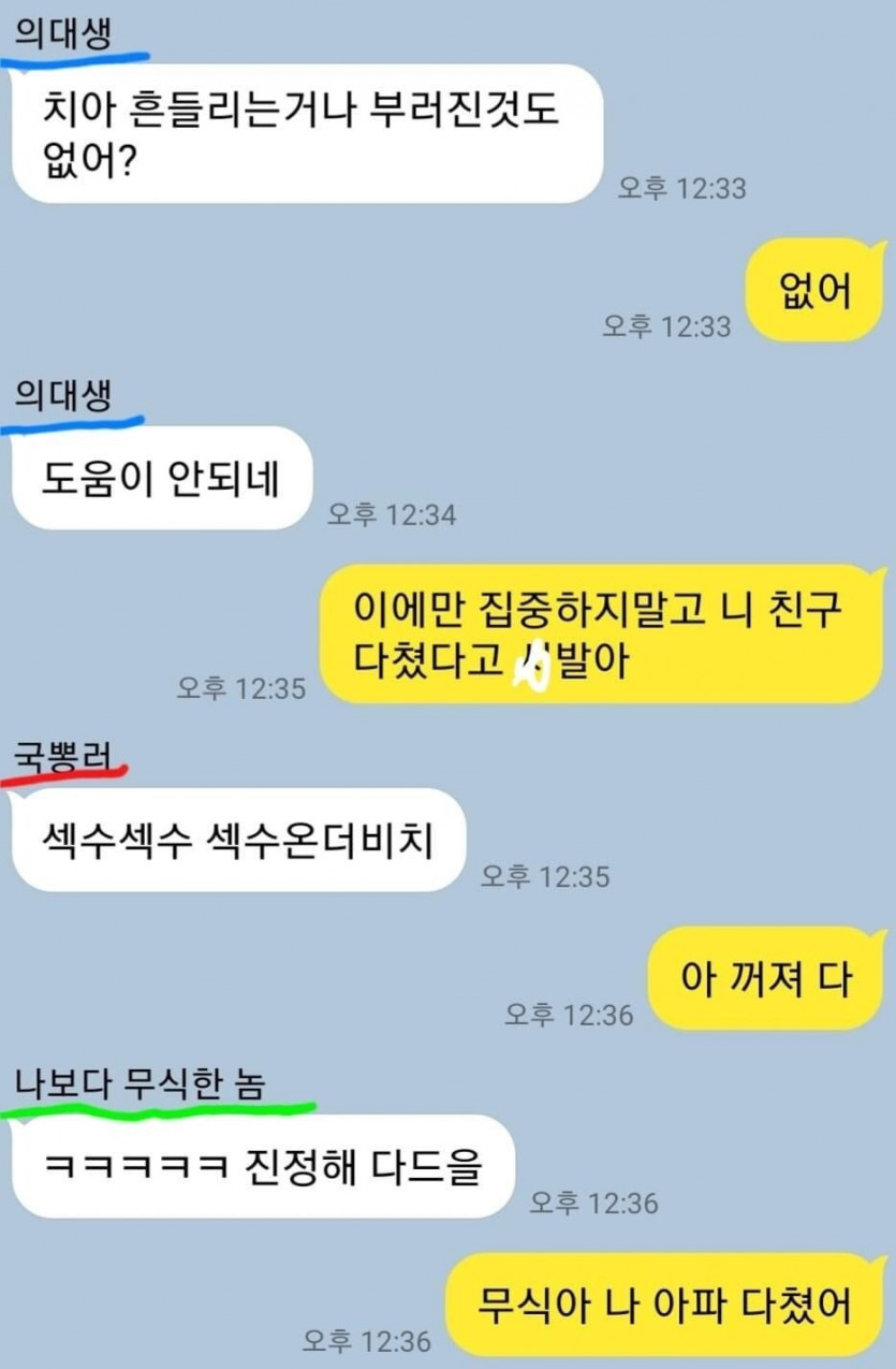 사고 친 녀석과 찐친들 리액션.