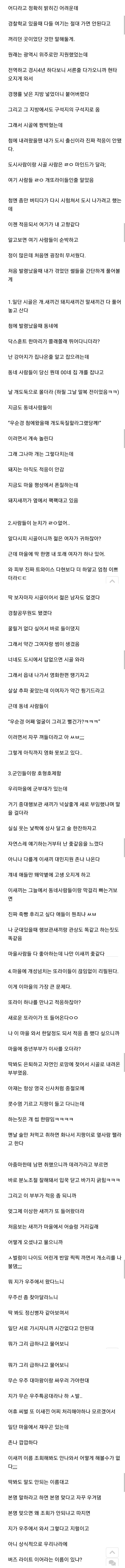 시골 깡촌에서 절대 경찰하지마라