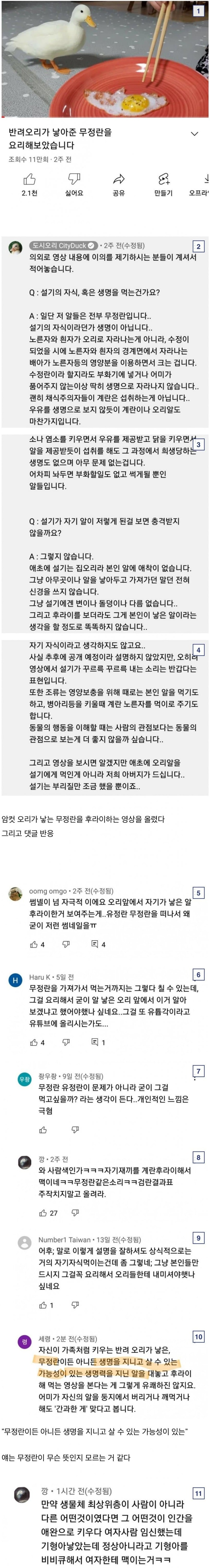 오리 유튜버가 불편한 분들