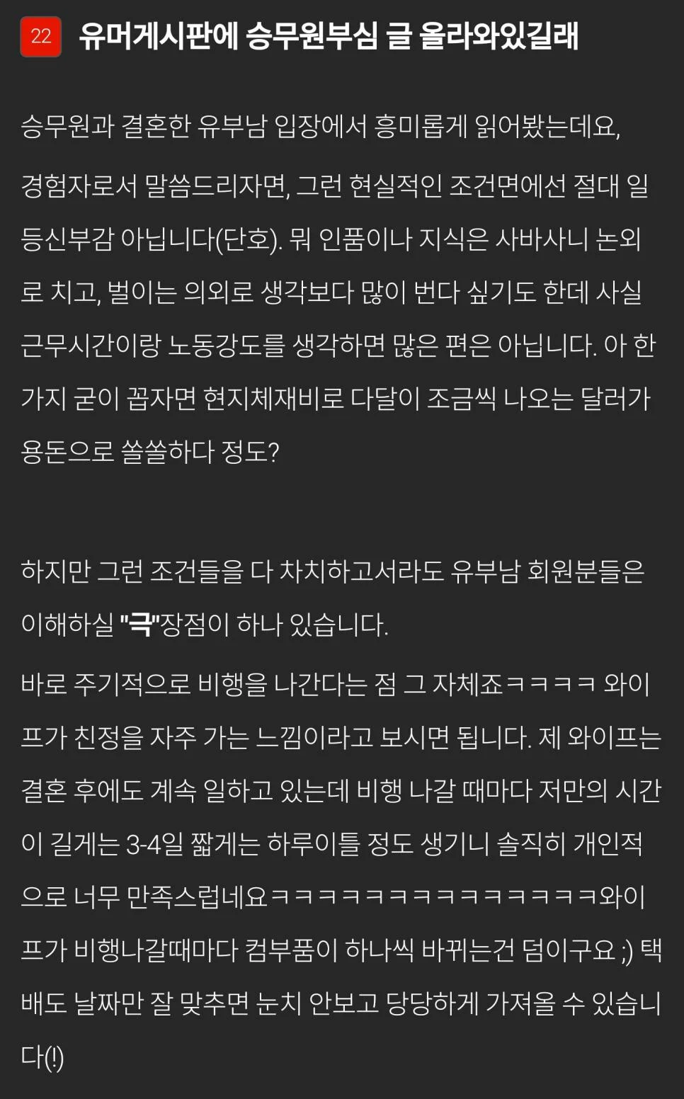 승무원과 결혼한 남자