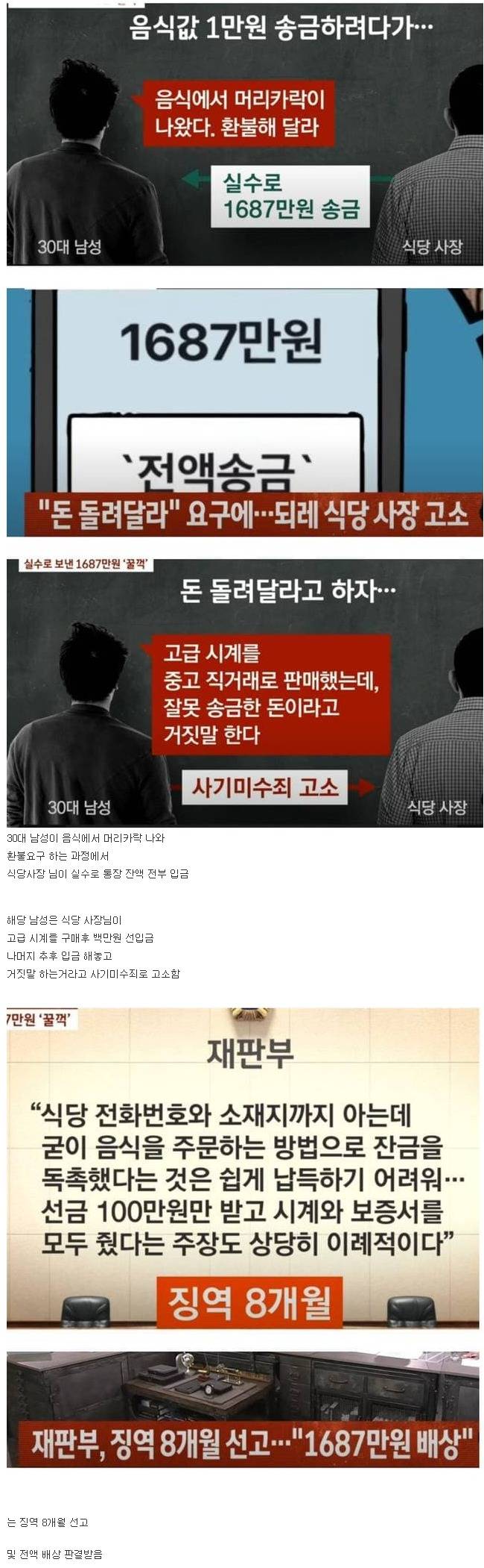 손님한테 잘못 환불해준 돈