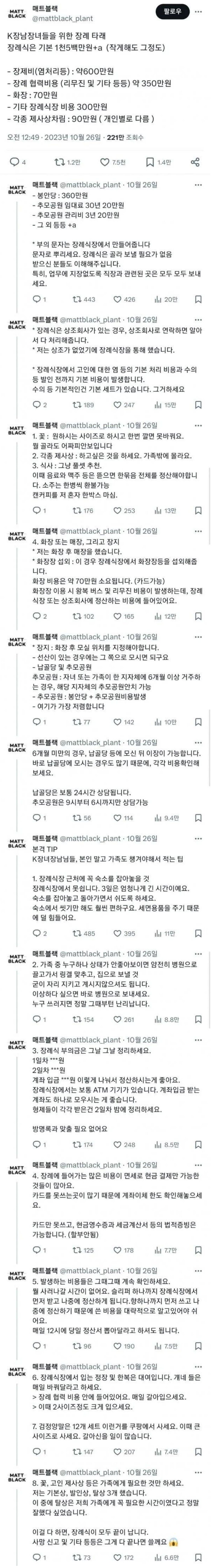 장례 치룰때 드는 비용...