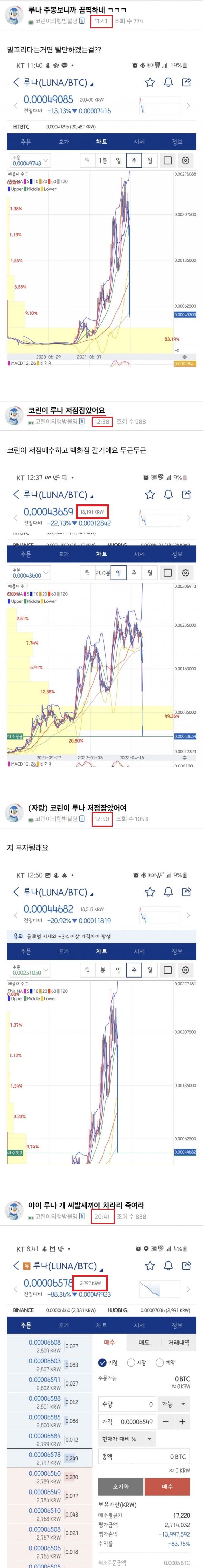 LUNA 코인 저점잡았던 사람