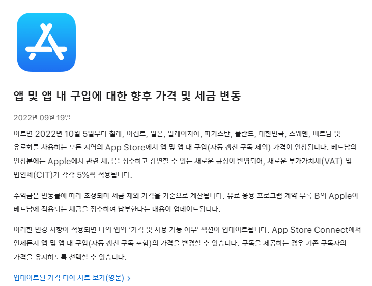 애플 앱스토어 결제 금액 일괄 상승