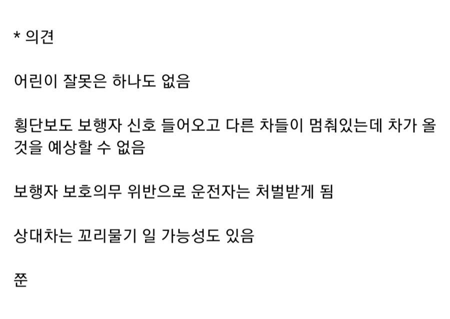 손들고 횡단보도 걷다가 모닝에 치인 어린이