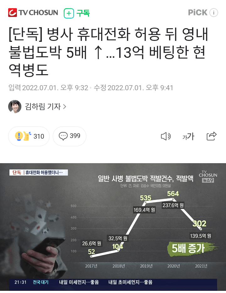 병사 휴대전화 허용 뒤 영내 불법도박 증가