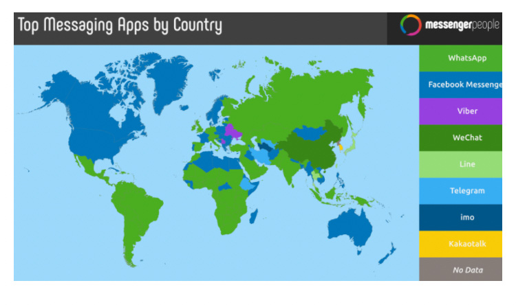 전세계 국가별 메신저 1위 현황
