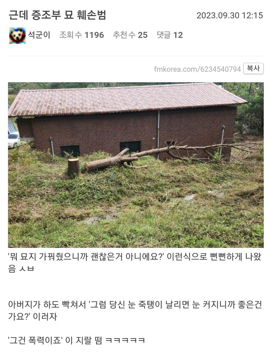 명절 증조부묘 대참사