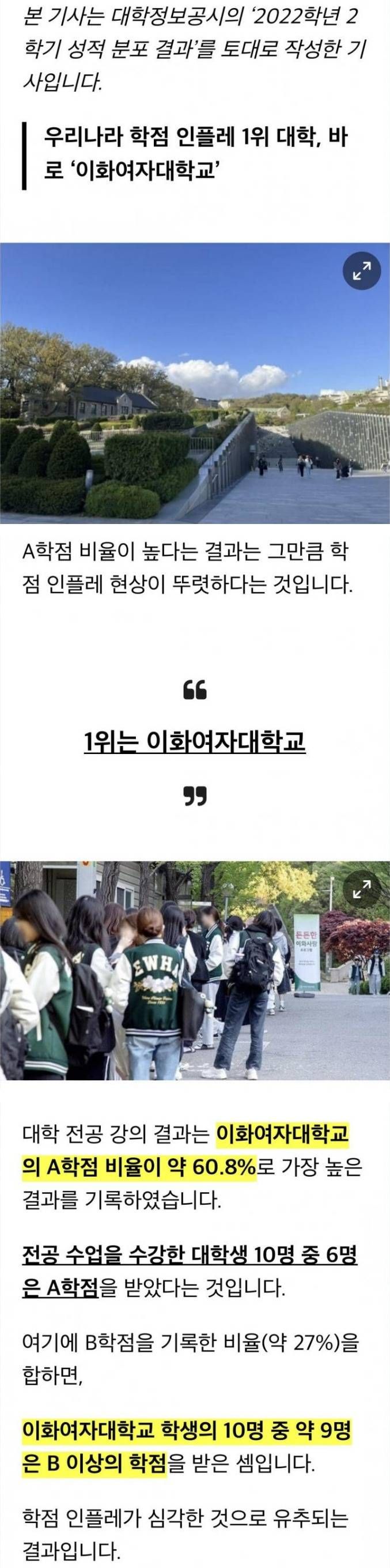 학점 인플레 1위 대학