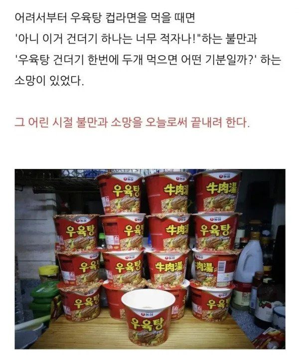 농심 우육탕 16개 건더기 몰빵해서 먹은 사람