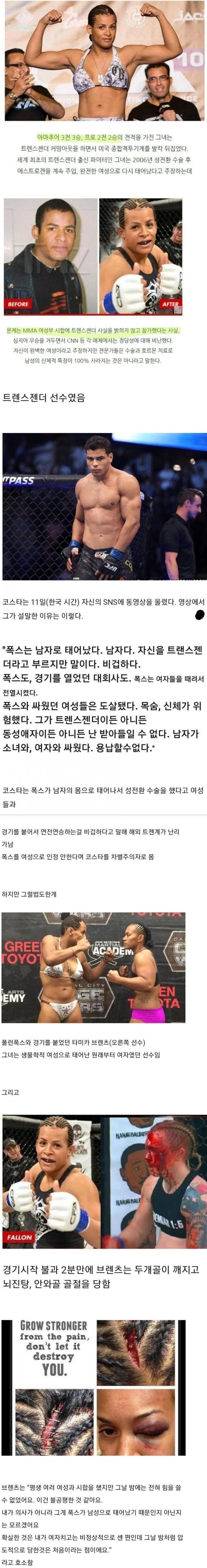 종합격투기 진출한 트랜스젠더 선수