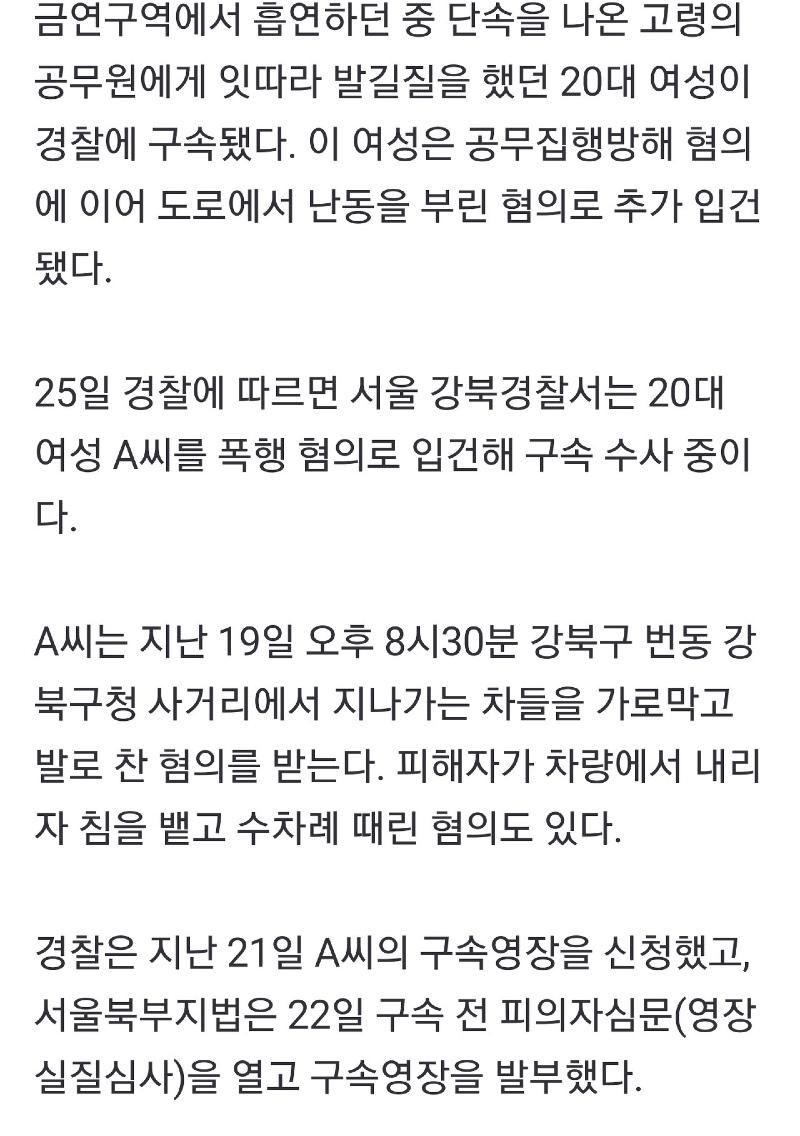 공무원에 '니킥' 20대녀 결국 쇠고랑