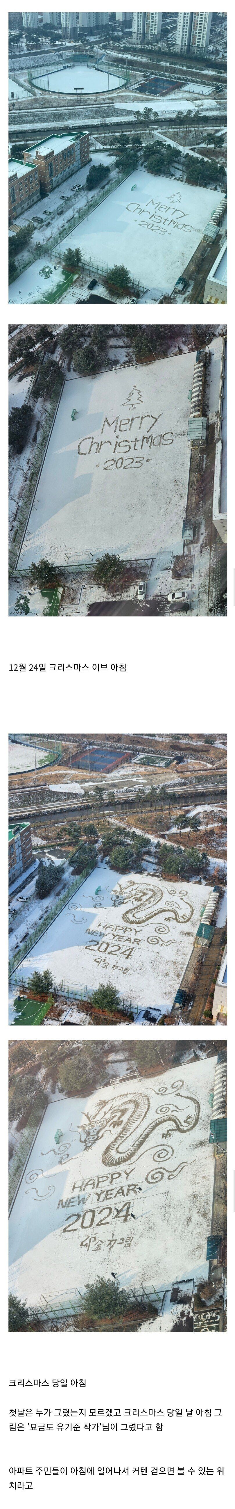 눈 내린 세종시 어느 중학교 운동장 근황